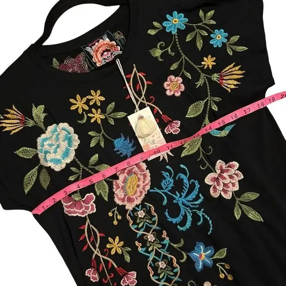 JOHNNY WAS NWT Boho Floral Embroidered Relaxed Knit Midi Dress - Picture 12 of 16